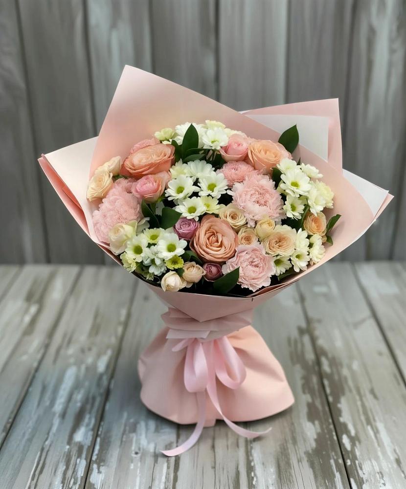 Букет цветов из: Гвоздики, Розы и Хризантемы в Поселок Ремзавода