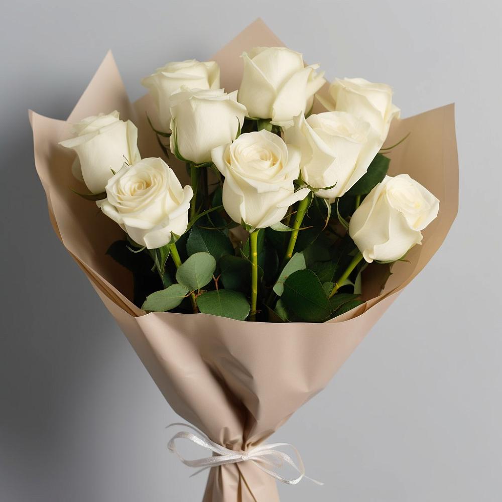 Букет 9 Белых роз Эдлесс Лав в Поселок Ремзавода