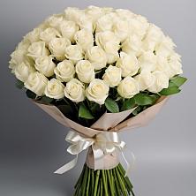 Букет 101 беля роза Белоснежка в Поселок Ремзавода