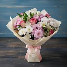 Букет цветов из:  Хризантемы, Альстромерии и Розы в Поселок Ремзавода