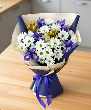 Букет цветов из:  Розы, Ирисы и Хризантемы в Поселок Ремзавода