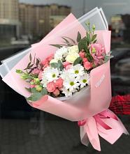 Букет цветов из:  Розы, Лизиантусы и Хризантемы в Поселок Ремзавода
