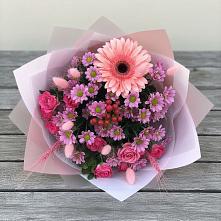 Букет цветов из:  Розы, Герберы и Хризантемы #REPLACE_PRED# Поселок Ремзавода