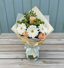 Букет цветов из:  Герберы, Розы и Хризантемы в Поселок Ремзавода