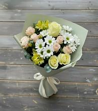 Букет цветов из:  Альстромерии, Розы и Хризантемы в Поселок Ремзавода