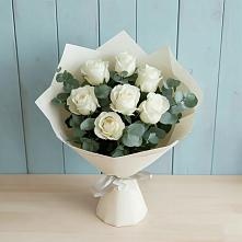 Букет Белые розы в Эвкалипте #REPLACE_PRED# Поселок Ремзавода